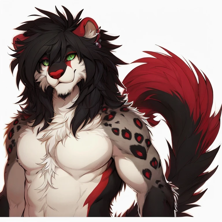 personagem de anime com cara de gato e cauda vermelha, Arte peluda!!!, furry Fursona, personagem peludo, very very beautiful Arte peluda, Fursona Arte peluda commission, Arte peluda, personagem peludo portrait, Commission for High Res, Fursona art, Fursona!!!!, Fursona commission, anime peludo, thick furry neck and fluff on his chest, peito peludo, corpo peludo