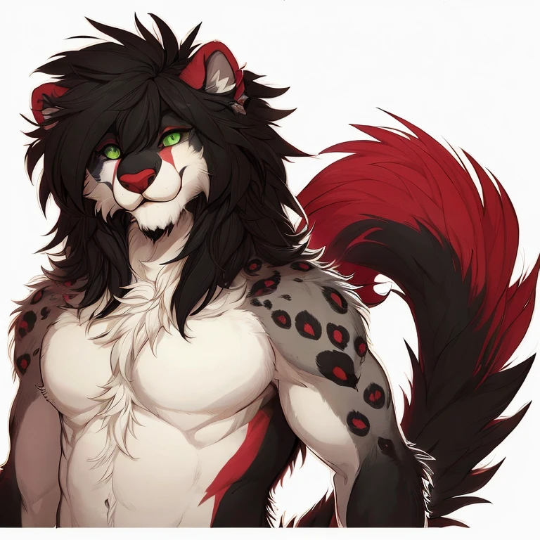 personagem de anime com cara de gato e cauda vermelha, Arte peluda!!!, furry Fursona, personagem peludo, very very beautiful Arte peluda, Fursona Arte peluda commission, Arte peluda, personagem peludo portrait, Commission for High Res, Fursona art, Fursona!!!!, Fursona commission, anime peludo, thick furry neck and fluff on his chest, peito peludo, corpo peludo
