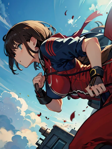 Librarian jumps、Severely torn clothes are scattered around、City gas mist with unstable buoyancy、Amazing dynamism、Amazing Angle、