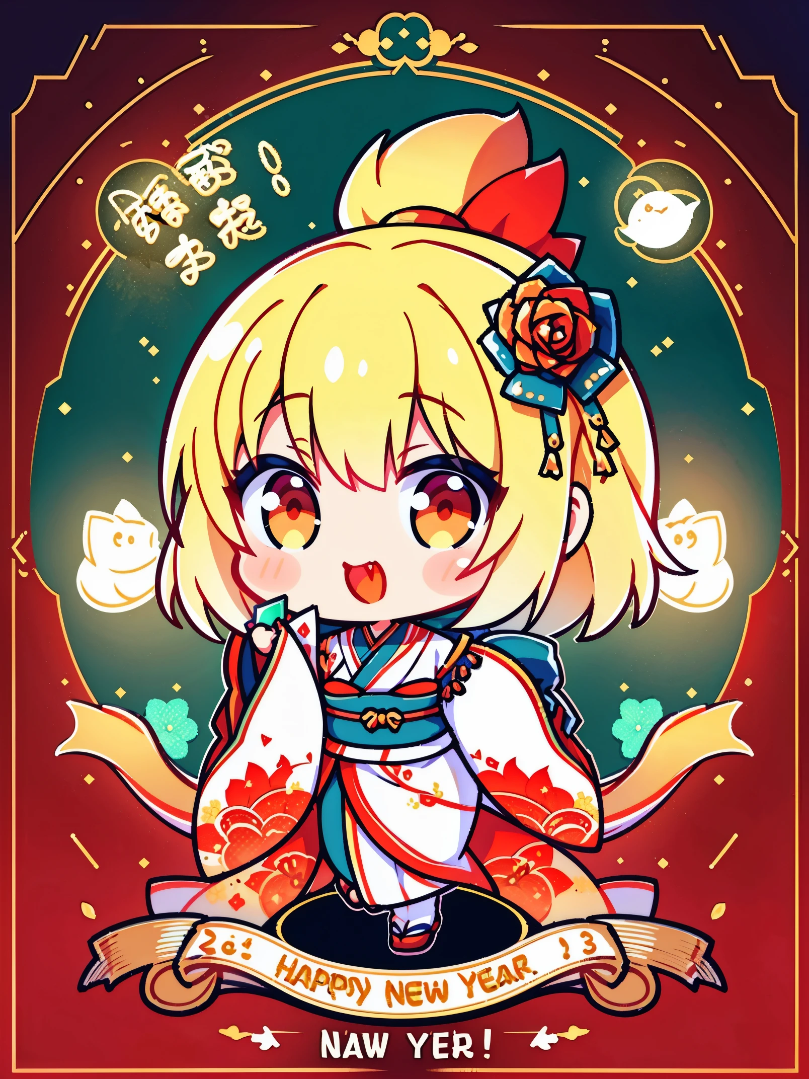 ​masterpiece, top-quality, the Extremely Detailed CG Unity 8K Wallpapers, Ultra-realistic 8kCG, erfect artwork, message card design, the text"HAPPY NEW YEAR 2024", A logo"HAPPY NEW YEAR 2024", 1womanl, Woman in Kimono, beautiful female model, Dragon character, Texto"HAPPY NEW YEAR 2024",  new year greetings, 8K分辨率, Professional Lighting, (glistning skin:0.9), perfect hand,A logoデザイン"HAPPY NEW YEAR 2024",