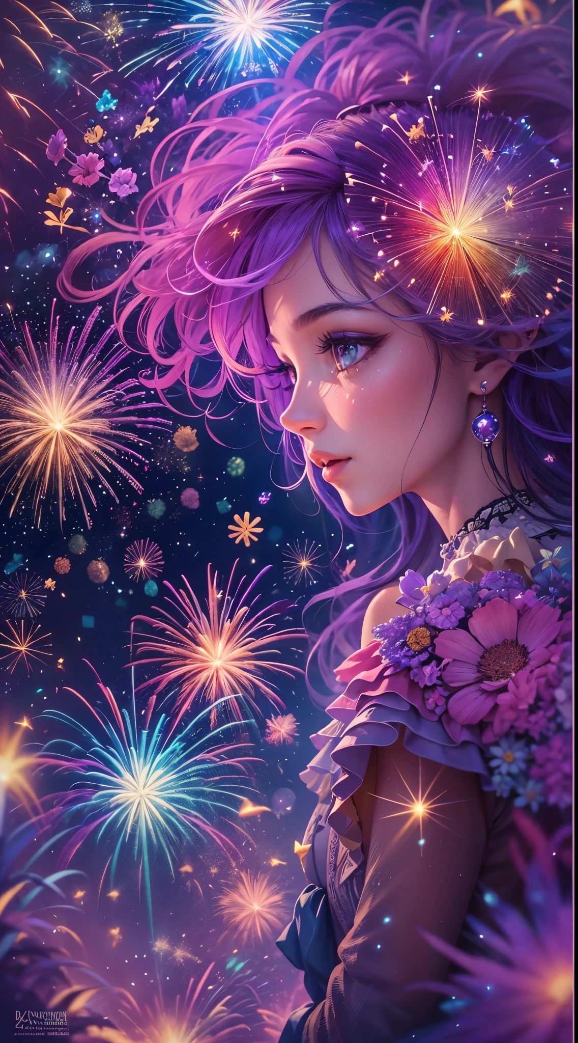 (best quality,4k,8k,highres,masterpiece:1.2),ultra-detailed,(realistic,photorealistic,photo-realistic:1.37),colorful, vibrant, absolutely stunning, breathtaking
A magical New Year's Eve sky filled with an extravagant fireworks display, featuring bursts of vibrant colors and mesmerizing patterns. The night is illuminated by the dazzling lights, creating a whimsical and enchanting atmosphere. The fireworks paint the sky with a plethora of hues, from brilliant blues to vibrant purples, creating a truly mesmerizing spectacle. The cute girl stands in awe, her eyes filled with wonder and joy as she gazes up at the sparkling sky. Her radiant smile lights up the night as she embraces the magical atmosphere around her.
The fireworks themselves are created with meticulous detail, each explosion capturing the imagination with its intricate shapes and dazzling brilliance. As they burst in the air, they leave behind trails of shimmering sparks that gradually fade into the darkness, adding a touch of ephemeral beauty to the scene.
The entire composition is infused with an otherworldly, psychedelic style, blurring the boundaries between reality and dreams. The colors blend and melt into one another, creating a surreal and immersive experience. The whimsical elements of the scene transport the viewer into a fairy tale world, where anything is possible.
The overall lighting of the scene is carefully designed to enhance the magic and beauty of the moment. Soft, warm spotlights illuminate the girl's face, highlighting her features and emphasizing her expression of awe and wonder. The radiant glow from the fireworks casts a mesmerizing glow on her, creating a dreamlike aura around her.
This piece of art is a celebration of joy, wonder, and the beauty of the New Year's Eve. It captures the essence of the magical atmosphere and invites viewers to immerse themselves in the enchantment of the moment.
