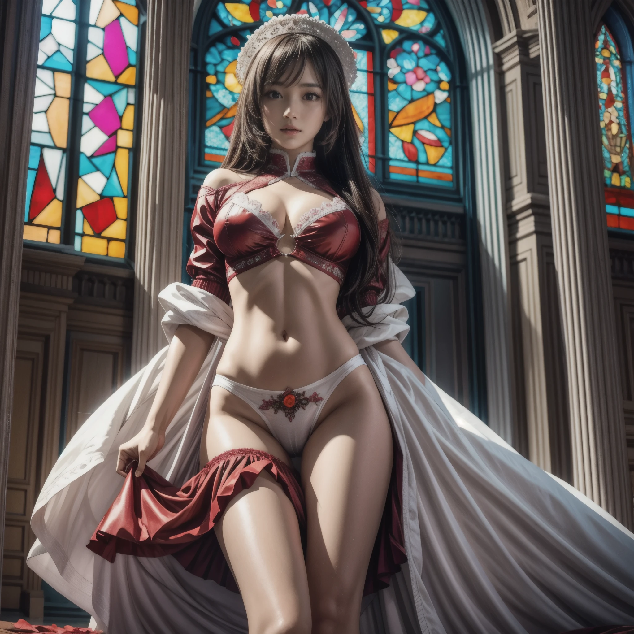 White and Red, (Dazzling colorful light pours down and reflects:1.2), (Physically-based Rendering with incredible detailed Textures), Award-winning Masterpiece of professional Analogue photograpy, { (((Photorealistic:1.37))) | (F4.0, Canon) }, ((Acutance:0.85)) . (A group photo of many KAWAII girls in (school uniform)) with half opened Cleavage without bra . (((Extremely detailed KAWAII face variations)) with joyful expressions), { Systemic | Glossy cute Lips Closeup | Navel | (pretty Ass) | (Overflowing underboob) | Oiled ivory skin Details | White panties with (blood seeping only in crotch area) | Kissing face to face } . { ((full of Flowers covering girl's body)) | (((Dazzling colorful stained glass with stunning elaborate details:1.2))) | Mystic sight | A Floating Halo appears | God rays | Haze | Lens flare | Zoom Layer } . (NSFW:-1), (Exposed:0.8), (((Nipple:-0.9))), ((not Detailed hand:-0.9)), ((Joint at impossible angle:-0.9)) .