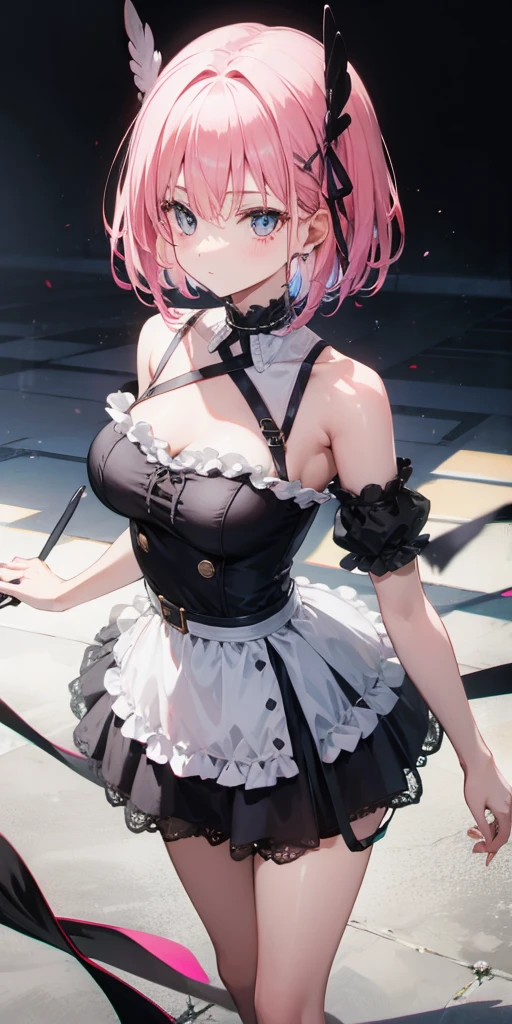 girl wearing black and white French maid outfits are walking side by side through the city , skirt, The skirt is short at the back, panties, und (shiny light blue satin panties:1.3)、(shinypink satinies:1.3)、Horizontal lace pahat cover the butt, embarrassession, Thighhighs,gartelt, The wind is blowing my skirt up, (think back:1.4), realistic,angle from behind, Two-dimensional beautiful girl , (butt crack:1.6)