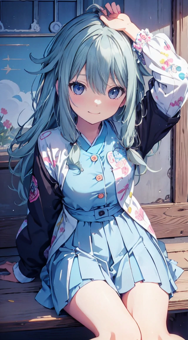 masutepiece, Best Quality,Illustration, Wallpaper, ultra -detail, 1loli、♡、Futomo、Strike a pose with a cheerful smile、校服、In the street