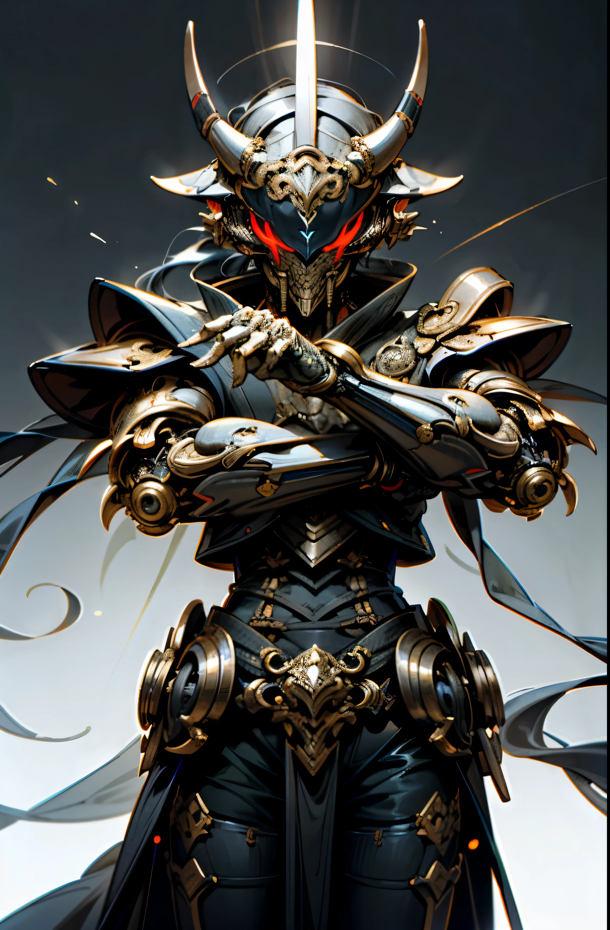 Dark_Fantastical,Classical punk，Mechanical punk,(,Red:1.1),1人,Mechanical Wonder,Robotic presence,cybernetic guardians,Demon wearing black classical armor，halberd，Fang Tianji black flame，iintricate，black titanium，ellegance，Clear focus，Photo by Greg Rutkoski，gentlesoftlighting，Vibrant colors，tmasterpiece，（（the street）），cow boy shooting，dynamicposes，