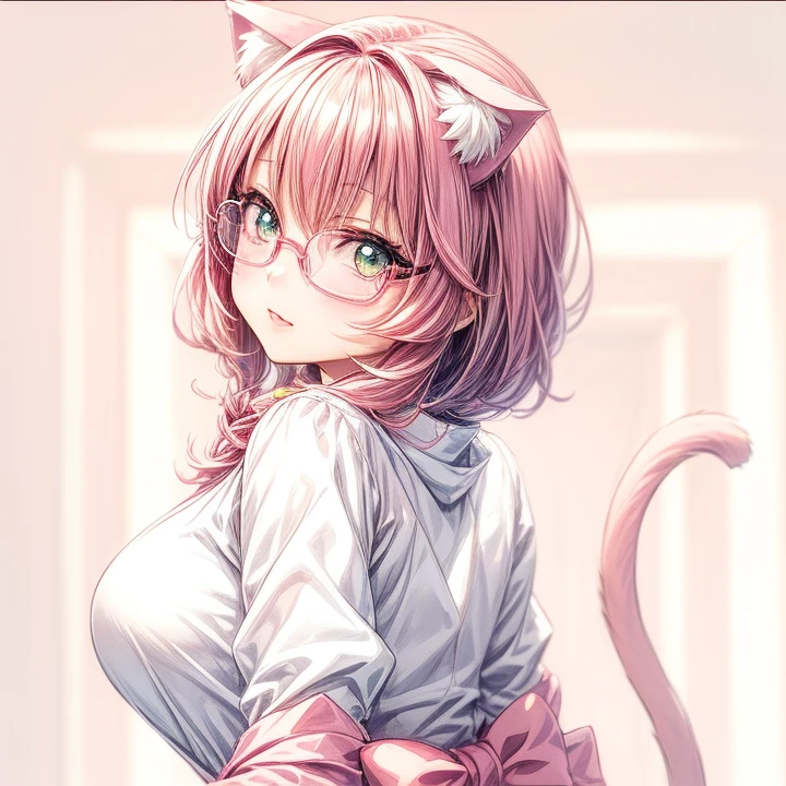 anime girl with pink hair and glasses posing for a picture, anime catgirl, cute anime catgirl, beautiful anime catgirl, anime cat, nekomimi, very beautiful cute catgirl, catgirl, very beautiful anime cat girl, anime moe artstyle, anime girl with cat ears, attractive cat girl, nyaruko-san, in anime style