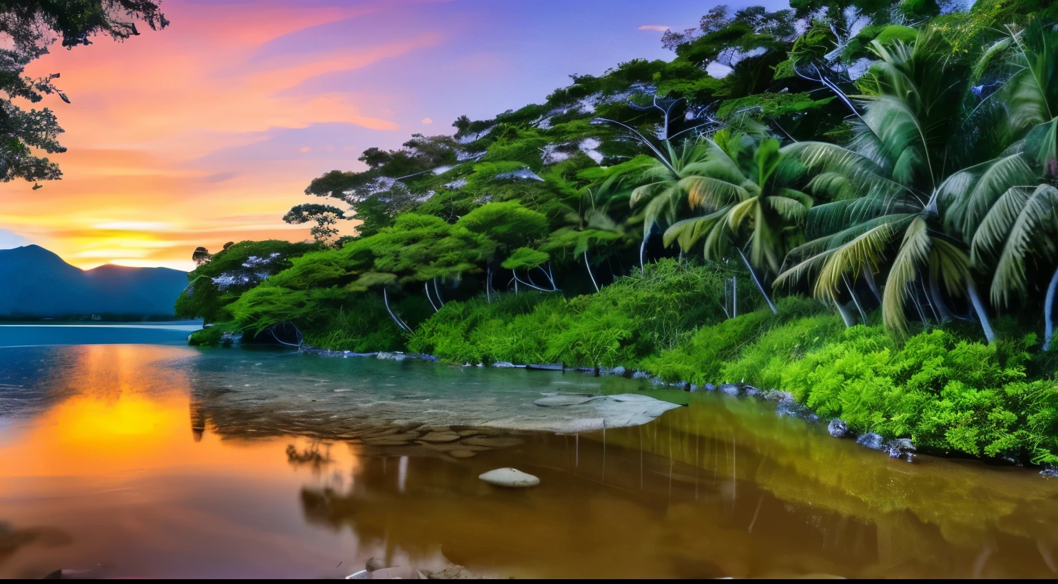 Imagine yourself in a tranquil and serene landscape where nature exudes a sense of peace and harmony. In front of you is a beautiful lagoon, with crystal clear and calm waters that reflect the brightness of the sun.
The lagoon is surrounded by lush vegetation, with tall, leafy trees that slope gently toward the water. Colorful flowers and aquatic plants adorn the shores, adding a touch of beauty and life to the landscape.
As you approach the lagoon, you can feel the gentle breeze caress your face, bringing with it the freshness and characteristic aroma of nature. The air is impregnated with the soft sound of birds flying overhead, singing their harmonious melodies.
In the center of the lagoon, you can spot small islands covered by lush vegetation. Some of them are inhabited by seabirds that make their nests and fill the environment with their distinctive calls.
The pond water is clear and translucent, allowing you to see the fish swimming gracefully below the surface. With each gentle movement of the fish, small ripples form, creating a mesmerizing effect on the surface of the water.
You can decide to explore the lagoon up close by sailing in a small boat or canoe. As you glide through the calm waters, you can enjoy the sense of serenity and connection to the nature around you.
As the sun sets on the horizon, the lagoon gains golden and orange hues, reflecting the beauty of the sky. The environment becomes even more magical, conveying a sense of peace and enchantment.
This lagoon-filled landscape is a reminder of the power and beauty of nature and an opportunity to reconnect with it. It is an invitation to relax, reflect and enjoy the moments of tranquility and serenity that it offers us.
