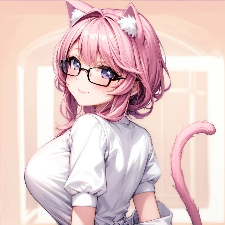 anime girl with pink hair and glasses posing for a picture, anime catgirl, cute anime catgirl, beautiful anime catgirl, anime cat, nekomimi, very beautiful cute catgirl, catgirl, very beautiful anime cat girl, anime moe artstyle, anime girl with cat ears, attractive cat girl, nyaruko-san, in anime style