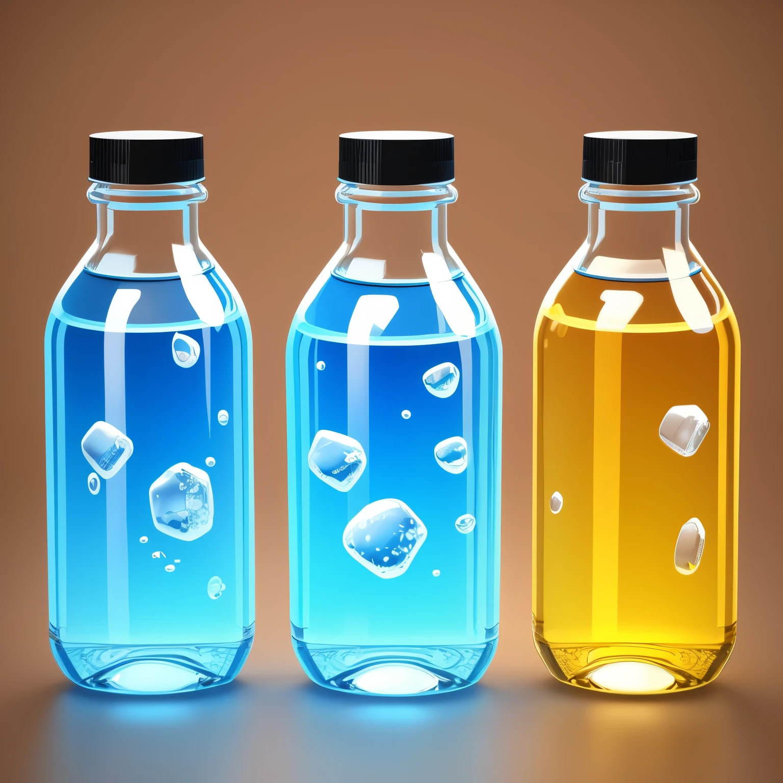 Icon set, bottled water (cartoon style 1.5), (simple background), 3D, icon, (alone 2.0), (solo)
