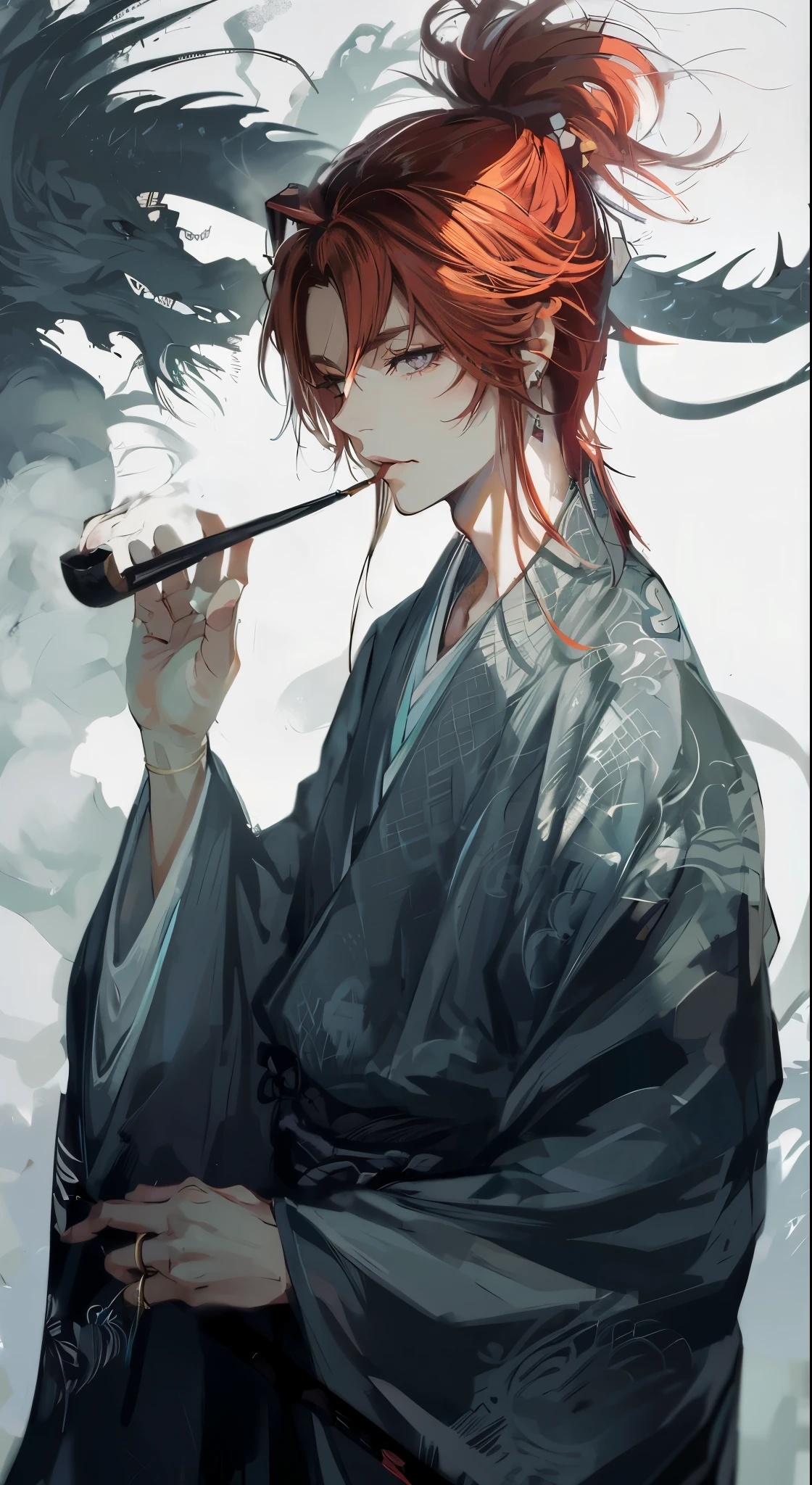 refer、Background with、Gray kimono