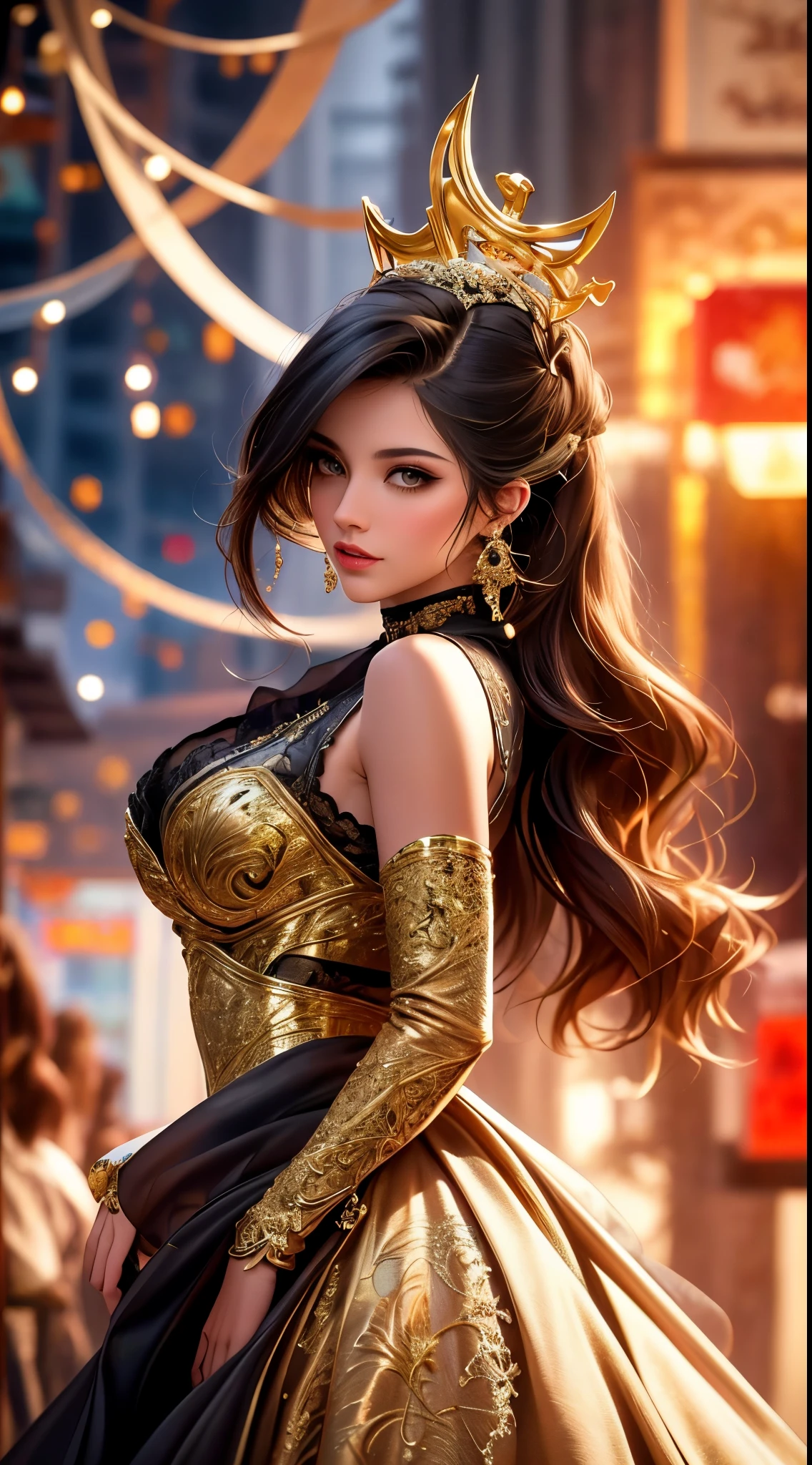 A beautiful princess in a Black and gold Corset and suit, majestic look, extremely detailed artgerm, artgerm. high detail, artgerm detailed, style artgerm, artgerm style, in style of artgerm, samira from league of legends, cinematic goddess body shot, style of artgerm, alena aenami and artgerm