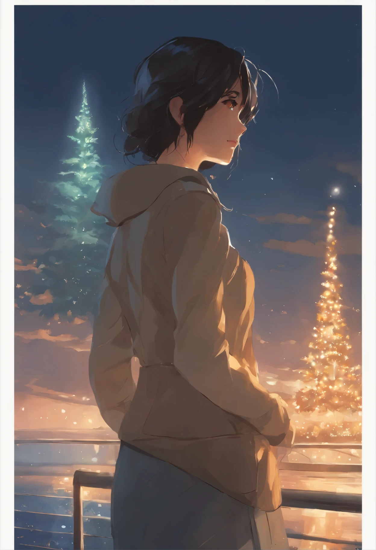 I&#39;ll be the sun,
I&#39;ll be the sky.
All I can do is burn in the distance.
I will be a house with strong walls.
Just remember - You mean the world to me.   Makoto Shinkai and (Cain&#39;Plague), sakimichan and makoto shinkai, guweiz, Arms, artwork in the style of guweiz,  christmas style