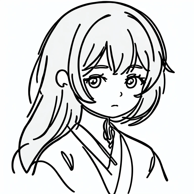 1girl, (white background), minimalist, line drawing