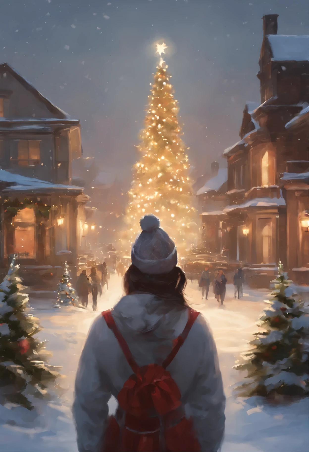 Christmas, A lot of snow, Christmas tree, Garland, people holding hands,
I'll be the sun,
I'll be the sky.
All I can do is burn in the distance.
I will be a house with strong walls.
Just remember - You mean the world to me. ,Makoto Shinkai and (Cain'Plague), sakimichan and makoto shinkai, guweiz, arma, artwork in the style of guweiz, Christmas style, interworldly, people from different worlds,