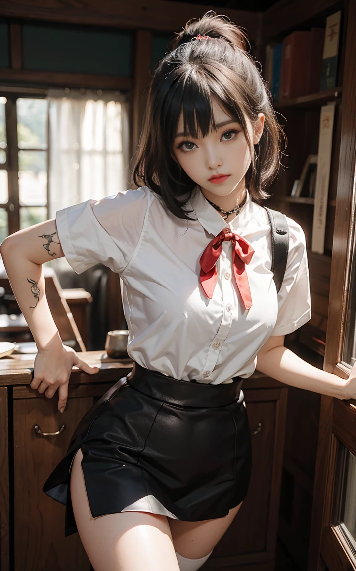 (8K、Raw photo、highest quality、masterpiece:1.2),(spread your legs wide,open your legs wide),(long bob cut),looking at the viewer,Looking at the front,bullish,erotic,student,Light green Bra,white skin,knees,(black pantyhose),absurd,small face,前hairを真ん中から分ける、I can see the forehead,(please be shy,きついeye,glare,bullish,skinny,skinny,get annoyed)、masterpiece,highest quality、Super high resolution,raw panties,Len,beautiful feces,one person, solo,whole body、cute、Return to student,JK uniform,high school girl,japanese woman,standing,(Photoreal:1.37)、photon mapping,realistic、cutesmall face,茶色のeye、black socks、(red bow tie)、radio city、物理ベースのLenダリング、Qianfang、Depth of bounds written、blurred background、picture,the girls、body,beautiful feet, long legs, thin legs,Tie your hair into one strand on your chest,(前hairが見える), hair, lips, green_eye, nose soft,(light blue shirt), (Navy, blue and white plaid pleated skirt), kneesが見える,thin clothing,, thigh, black cotton socks,Nogizaka idol, actress, japanese id、big and full breasts、cleavage、Unbutton your shirt and see your chest、(Detailed female genital shape clearly visible: 1.4), masturbation girl,whole body写真、lift the skirt yourself、Super fine、low person、No panties、No panties、No bra、No bra、No pubic hair、genitals are wet、on the hotel bed、dim room、Black kneese-high stockings、Black kneese-high socks、full nude
