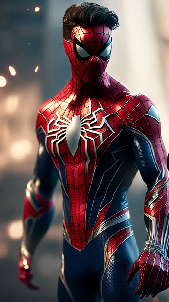 (8k, RAW photo, best quality, masterpiece: 1.2), ultra detailed, official art, photo-realistic: 1.37, spider man, black suit, spider in the center of your chest in white, organic looking clothing, gooey testura, symbiote, art, PS5 cinematic screenshot, highly detailed and detailed cinematic rendering, ultra photorealistic raytricing, with cinematic lightingaction pose