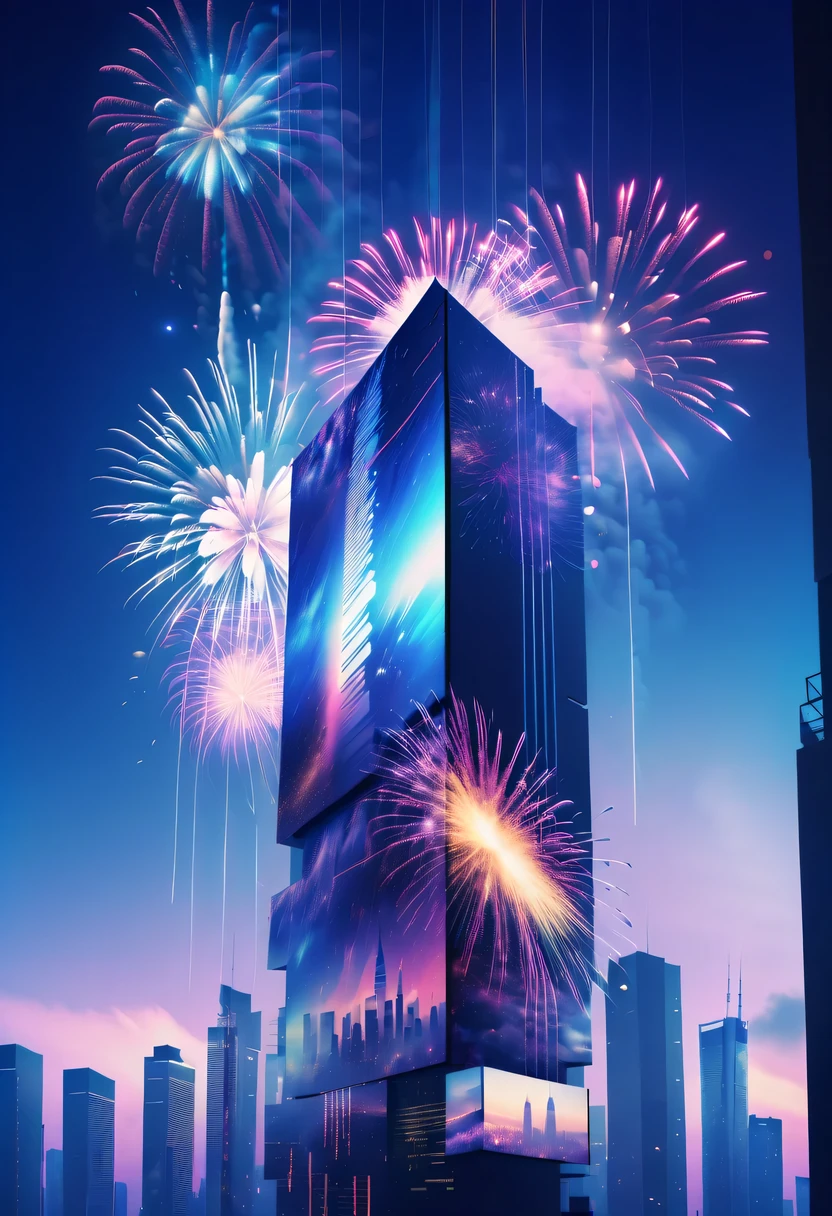 Dubrec style,Cybernetics appear in the sky.The prospect of fireworks on new year’s Eve 2024,Gorgeous fireworks,(multiple exposure1.8),(Digital signage,2024:1.5),technology city,artificial intelligence neuron,network matrix,new year'eve visual poster,Intricate poster in surreal art style,超现实梦想new year海报,超现实科幻new year梦想海报,wide wide shot,Expansive night sky,new year,A grand fireworks display,woman portrait,double exposure effect,dramatic lights,vivd Coloong exposure technology,creative composition,artsy photography,hight contrast,abstract elements,emotionally captivating,Expressive eyes,soft focus,vague background,Beautiful lip details,multiple exposure,Different Perspectives、The cities of the future,Silhouette of a high-rise building。The texture is clear、Overlay the image、A harmonious blend of themes、art story、Surreal atmosphere、Experimental Technology、imaginative exploration、Artistic expression、Artistic interpretation、Creative experimentation、personal narrative、Layered composition、Ethereal aesthetics、Shocking visual impact、visual depth、magical reality、poetic atmosphere,detailed、meticuloso,visual poetry