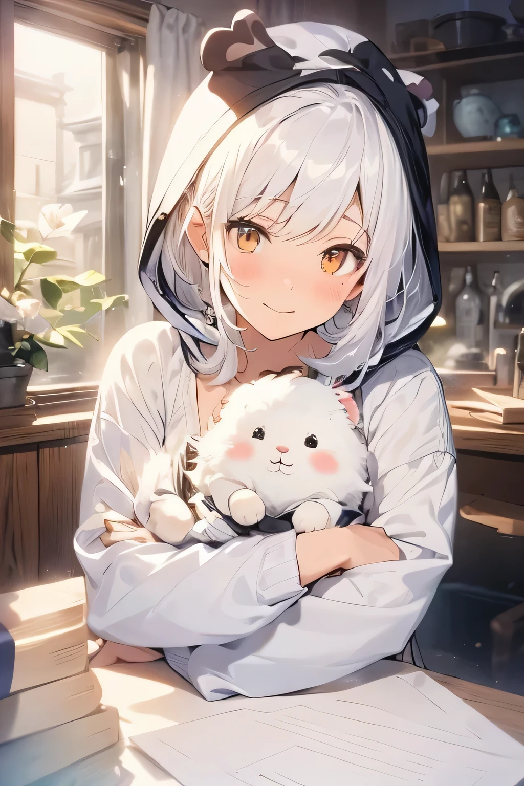 Furry white hamster doll