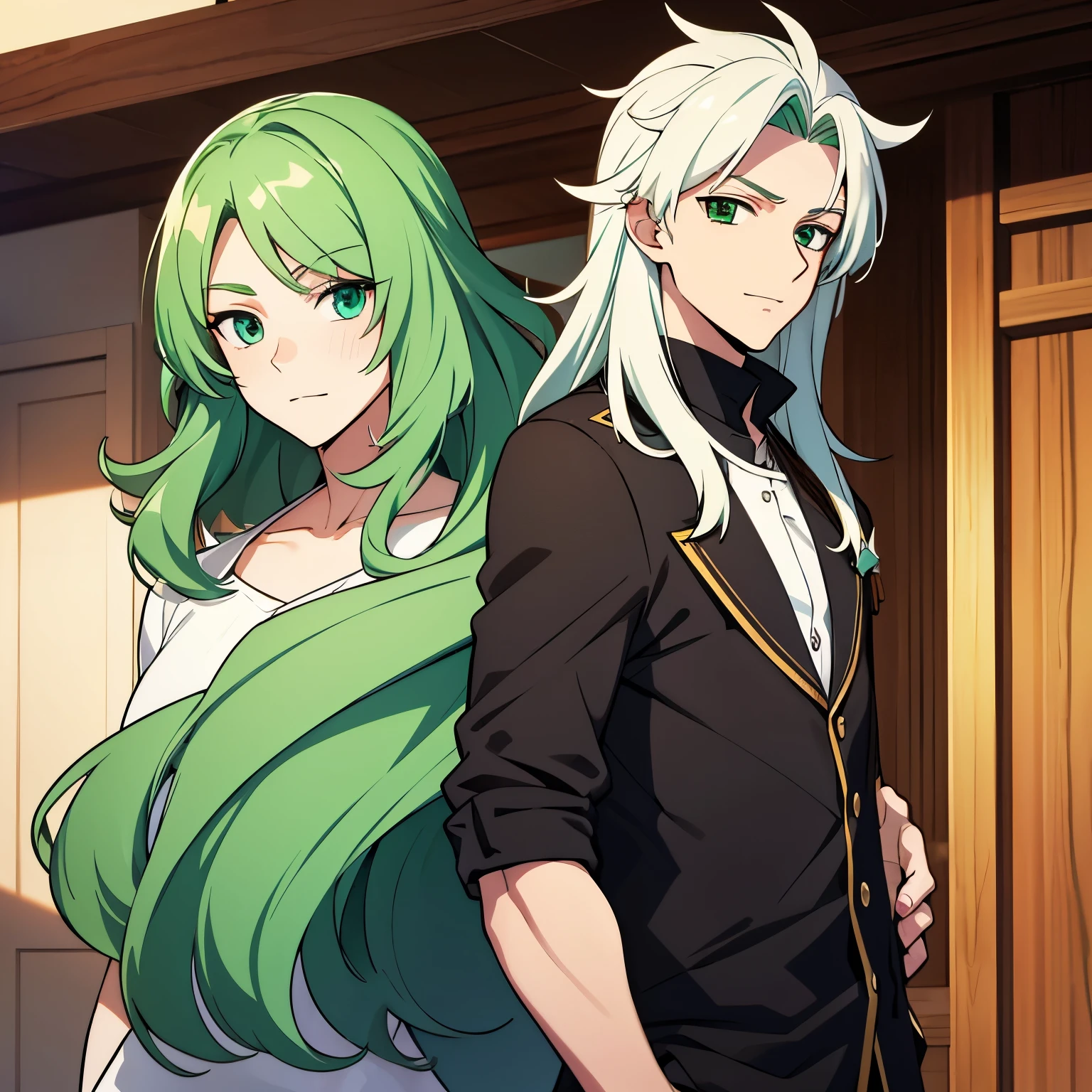 Name: Gabe
Hight: 6ft
Personality: happy, cocky, friendly, and warm
Eye color: emerald green
Hair: white, long, wavy hair
Gender: male