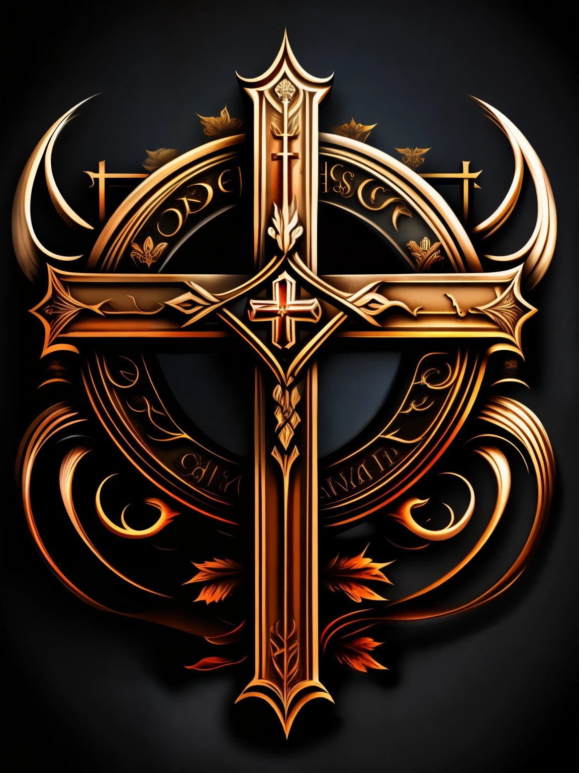 A holy cross, with a skull superimposed on the front, vector, tattoo design