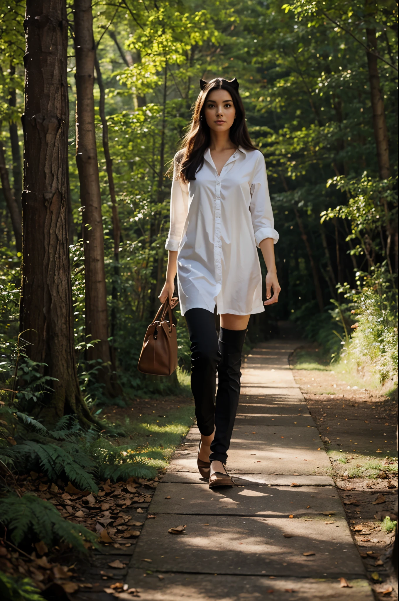 cat walk in forest
