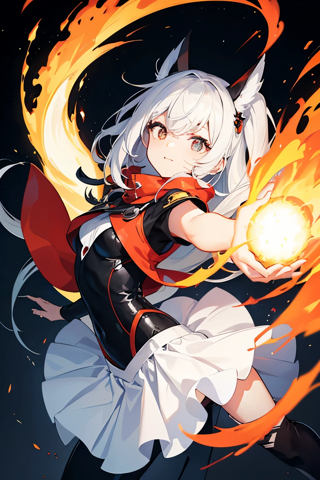 flat vector image, ((mid-shot)) (((cartoon art))), (((minimalistic))), (((a simple cute diffuse female fire spirit creature))), (((solid black background))), ultra sharp focus, detailed face, (((posing))), illuminated. Lekrot