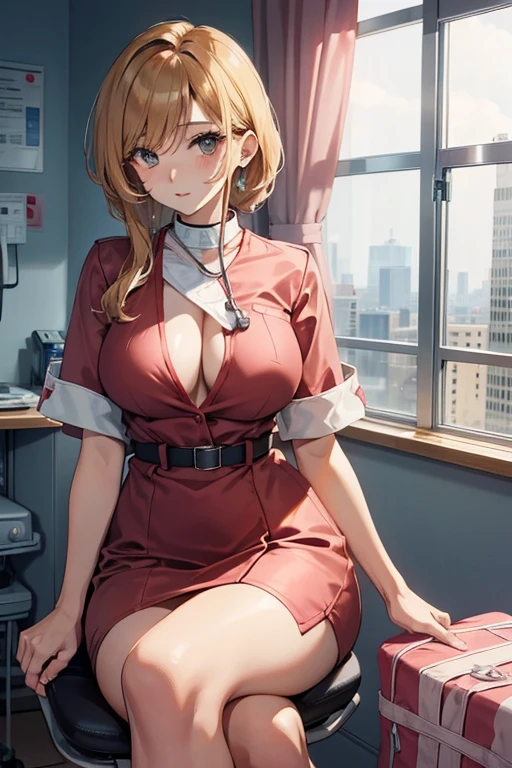 Beautuful Women、38 years、Female doctor、hospitals、meaty、Glamour、Sitting on a chair
