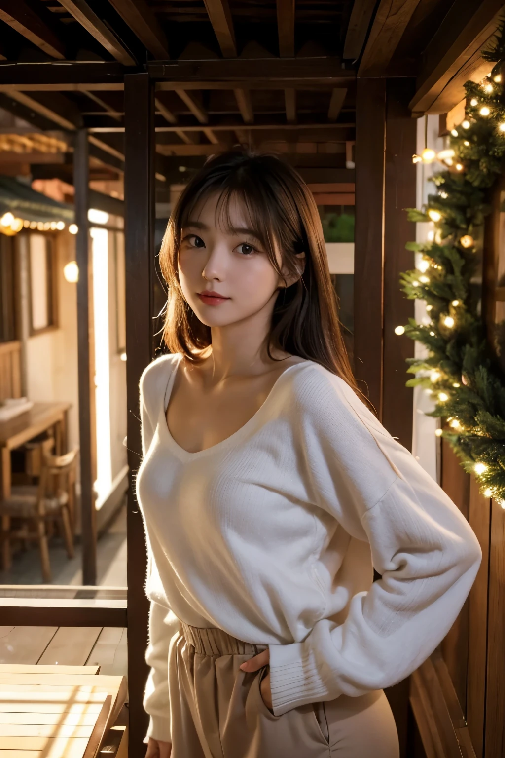 Beautuful Women,Best Quality,realisitic,Airu Ikumi,cute little,A sexy,Overexposed,Year-end and New Year holidays