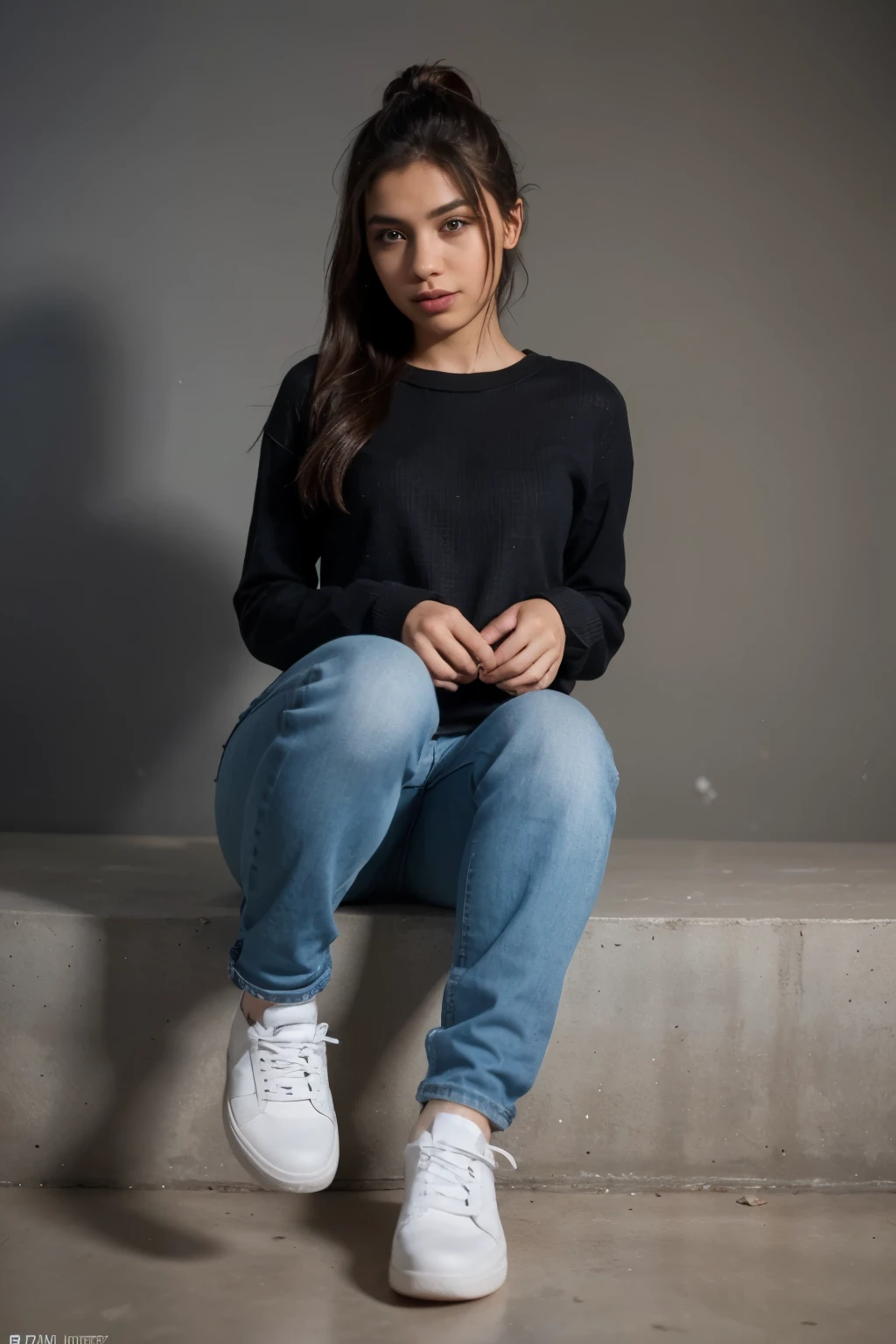 Create a 3D illustration of an animated character sitting casually on top of social media logo "Whatsapp".The character must wear casual modern.clothing such as jeans and sneakers shoes. The background of the image is a social media profile page with a username "Azan Bin Zahid" and a profile picture