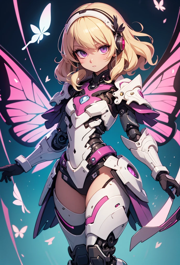 (Detailed illustrations,Very detailed and detailed drawing,Delicate lines with slow and rapid,Realistic texture expression),[Color tressed main line],[labo],[[HENTAI]] ANIME (CYBERGirl anime Beauty  Cyborg [Wavy Hair (platinum-blonde)]),([Butterfly wings] Magenta-pink Papillon cybernean armor [Aurora Armor] Fuselage only transparent material) Cyber Headset,(cybernetic),(Intricate and beautiful decoration [Dense detail]),(Fine and beautiful skin expression [Transparency]),[完璧な目のdetaileds (Iris beautifully drawn in every detail)[Jewel-like eyes]],[long and beautiful eyelashes],[Meticulously drawn hair [美しく艷やかな髪のdetaileds]],(完璧な手のdetaileds [Beautiful fingers without breakdowns [Beautiful nails]]),(Perfect Anatomy(Perfectly proportioned))[[Full body like]],[[Design built to the highest level]][Ideal color coordination(Accurate simulation of light-material interactions)],([Precision Detail](detaileds,high-detail)),[Visual art that conveys a sense of narrative].