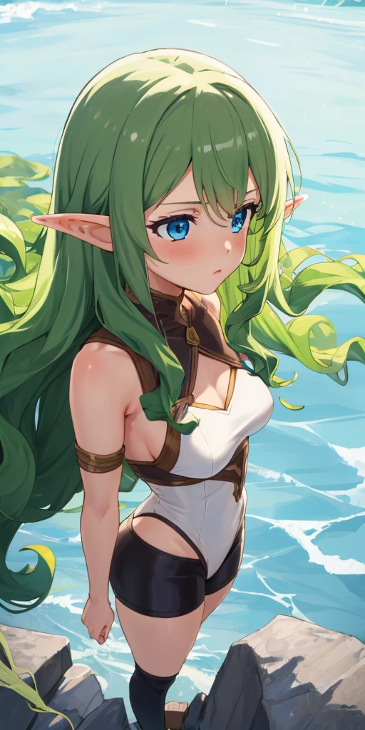 Female Elf, A Beautiful Girl, Elf Girl, Small, mediuml breasts, No clothes., pussy, breast, Poke stopper, 18+, A masterpiece, Wet