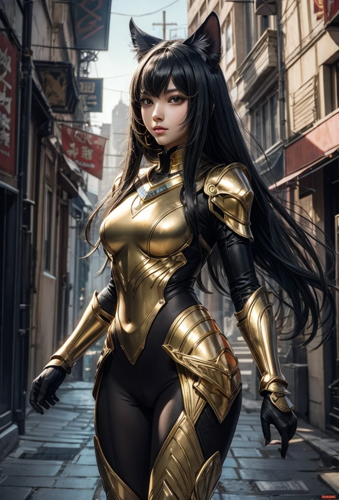(Detailed illustrations,Very detailed and detailed drawing,Delicate lines with slow and rapid,Realistic texture expression),[Color tressed main line],[ruins background [Ancient Egypt]],HENTAI (ANIME Girl (Beautiful fece) ) cyborgs [(skin tanned) [Lustrous black hair]],((Bastet) Beautifully decorated golden cyber armor) ([Complex decorative processing] [elegent],Gorgeous golden luster (Polished reflective luster)) [Gorgeous and luxurious],gravure,[Oparts Lost Technology [Hierograph]],(複雑でBeautiful fece装飾 [Dense detail]),(きめ細やかでBeautiful fece肌表現 [Transparency]),[完璧な目のdetaileds (Iris beautifully drawn in every detail)[Jewel-like eyes]],[長くてBeautiful fece睫毛],[Meticulously drawn hair [美しく艷やかな髪のdetaileds]],(完璧な手のdetaileds [破綻のないBeautiful fece指 [Beautiful nails]]),(Perfect Anatomy(Perfectly proportioned))[[Full body like]],[[Design built to the highest level]][Ideal color coordination(Accurate simulation of light-material interactions)],([Precision Detail](detaileds,high-detail)),[Visual art that conveys a sense of narrative].