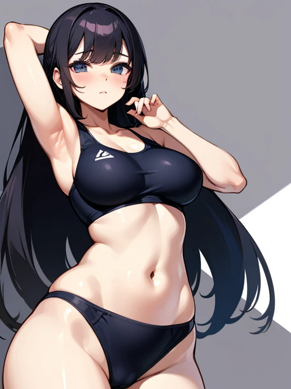 Navel exposed competitive swimsuit