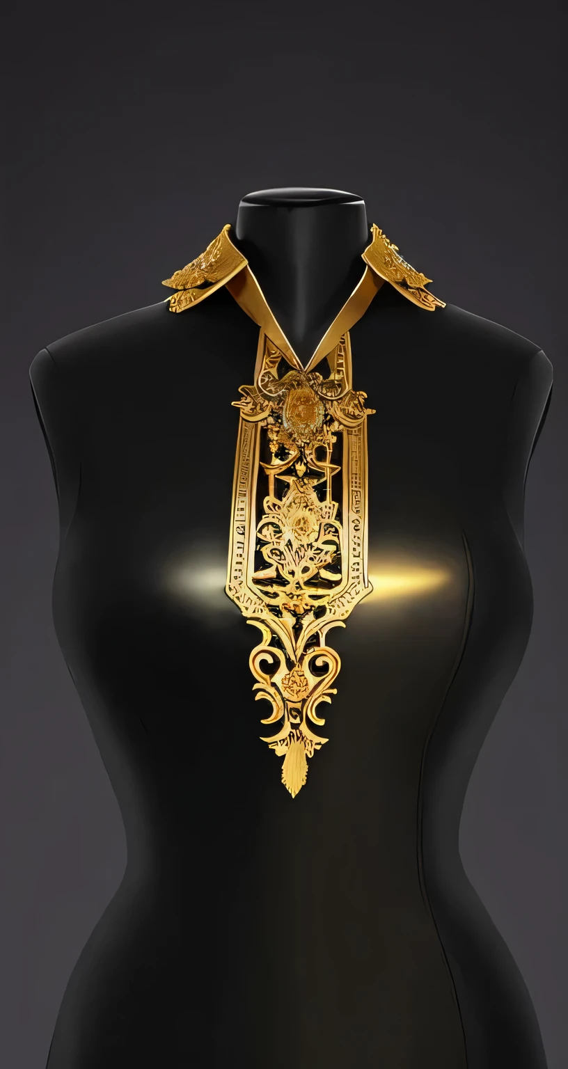 Go get it, Gold-detailed collar, golden collar, golden collar, Slit ivory carved neckline, 青铜矮人boobplate, boobplate, a jewellery design, gold filigree, golden pommel, Gold jewelry filigree, gold ornate jewelry, golden filigree