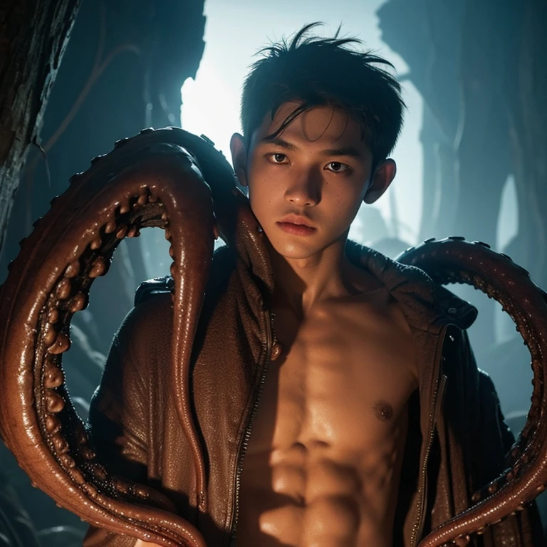 Wanderers, boy,In ruins,The collarbone is exposed,juvenile sense,Take it,Tangled in tentacles,sexy,Cthulhu style,Fungal infections,