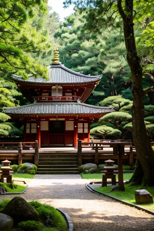 A Japan temple in the middle of the forest,