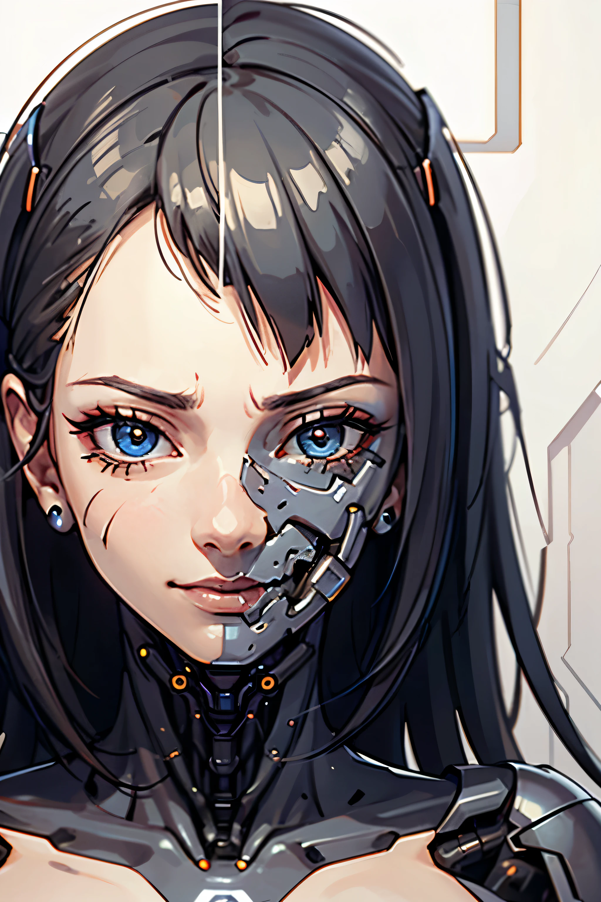 cyborg geisha detail 6k full focus robot face part, full of sharp details, rich in detail.a very beautiful woman's face,one cybernetic eye.facial defects,