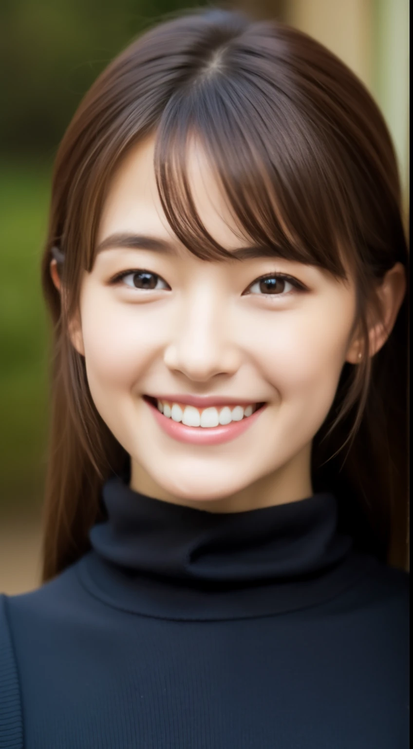 A close up of a woman with a black turtle neck top - SeaArt AI