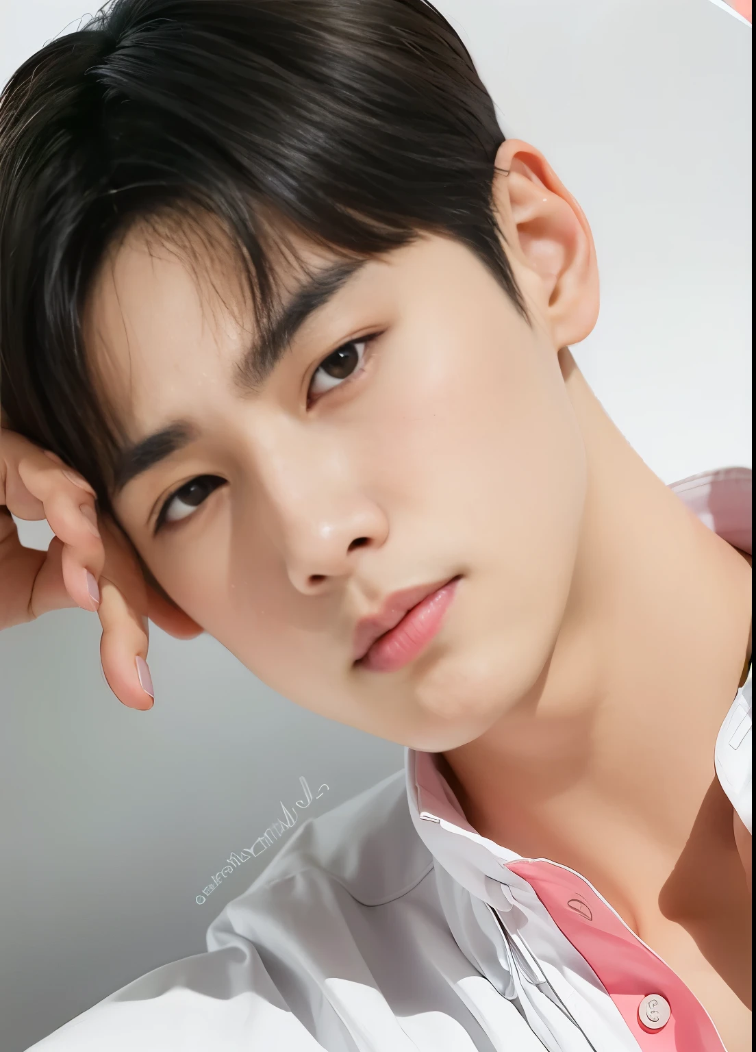 um close de um homem com camisa branca e gravata rosa, Kim Doyoung, Jung Jaehyun, wan adorable korean face, Kim Siwoo, Jinyoung Canela, Wonbin Lee, Hyung Tae, Ulzzang macho, Hong June Hyung, Sul Coreano Masculino, Yanjun Chengt, Artista coreano, Inspirado em Jeonseok Lee, Sakimichan, Cha Eunwoo