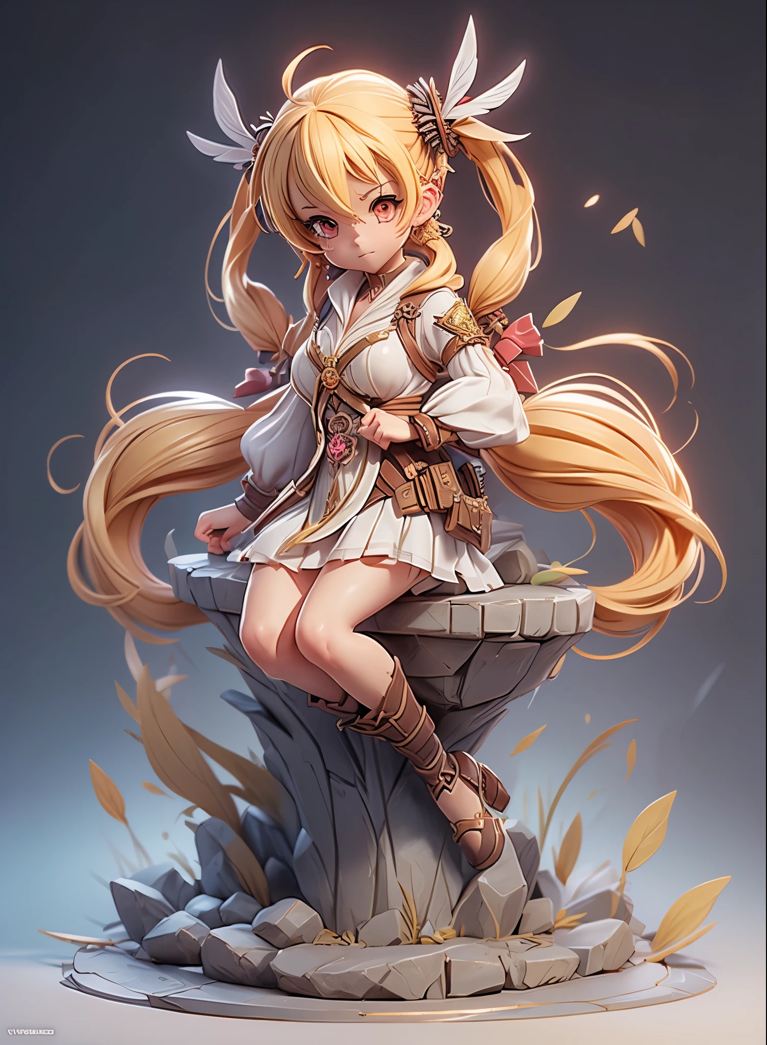 (Dynamic Angle:1.4), ((Full body posing:1.5),Blonde twintails,2. 5 d cgi anime fantasy artwork, Official Character Art, cushart krenz key art feminine, shadowverse character concept, 3 d render official art, anime goddess, jrpg character art, render of a cute 3d anime girl