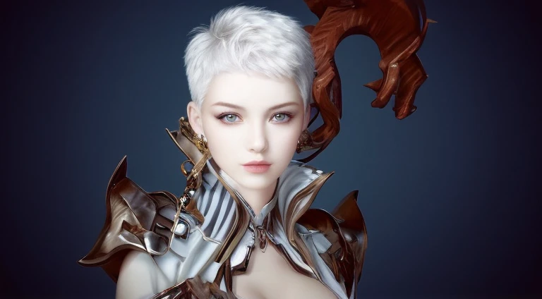 beautiful woman with short white hair