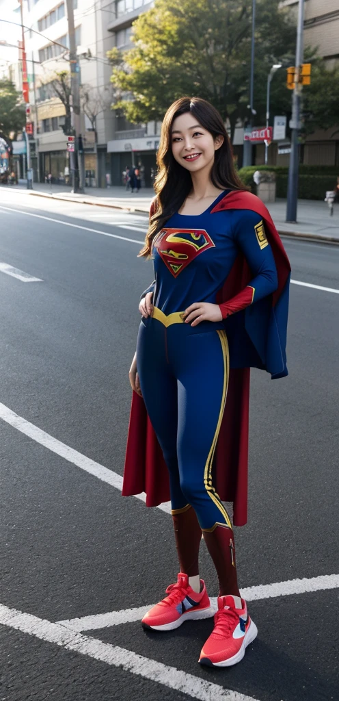 Foto RAW em sequencia, uma foto de uma adolescente 16anos, ((vestindo como cosplay de super girl, na feira de quadrinhos comic-con)), rosto detalhado, planos de fundo detalhados pouco desfocados, luzes naturais, HDR, foto realista, foto profissional, flerte com o espectador, visual sexy, fotorrealista, Linda, pele natural, 8k UHD, alta qualidade, filmic grain, Fujifilm XT3