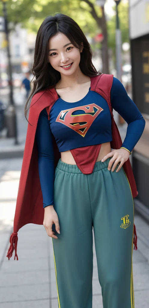 Cheryl wearing sexy DC clothes and smiling