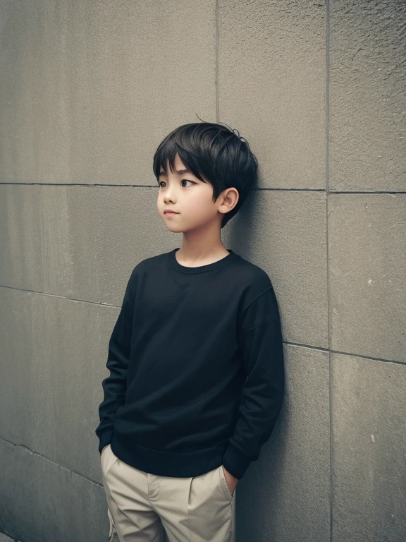 A boy beside a wall with Instagram mention