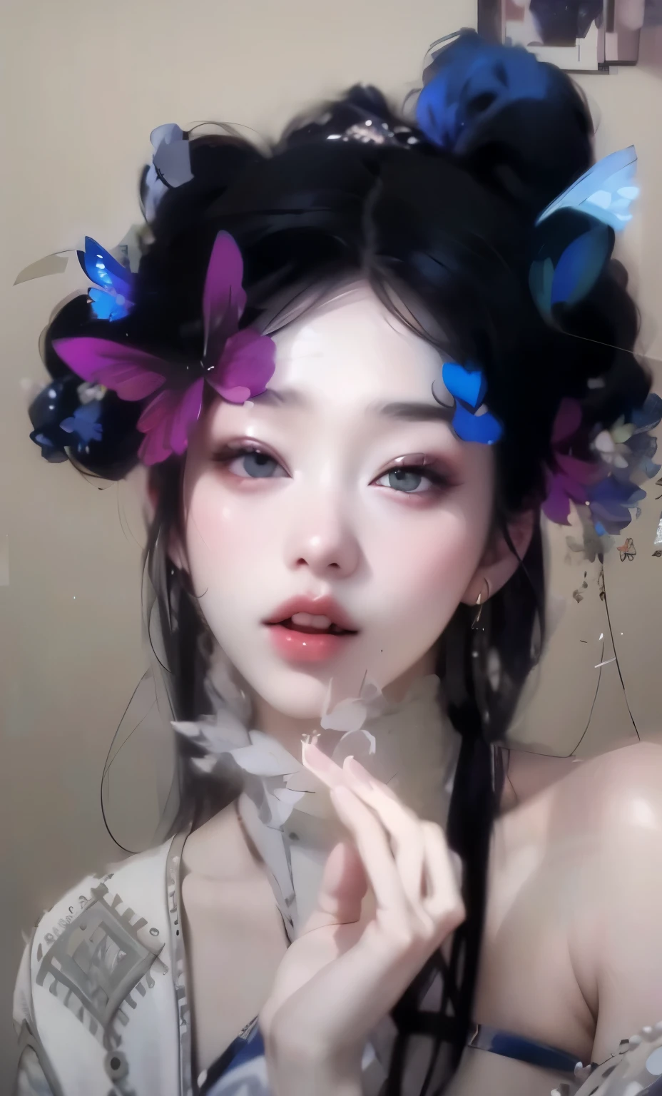 Close-up of a woman with a flower in her hair, Guviz-style artwork, inspired by Yanjun Cheng, hyper realistic anime, guweiz, a stunning anime face portrait, inspired by Ai Xuan, Realistic digital art 4k, Realistic digital art 4k, Anime reality, Anime reality style, in the art style of bowater