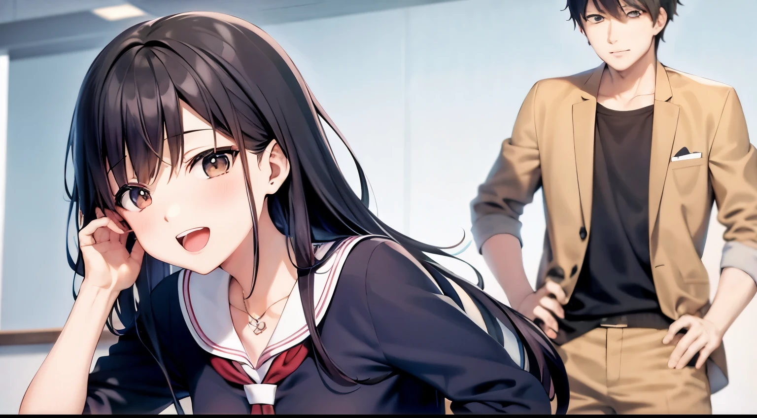 Anime style,2 men and women,chum,Schools,
