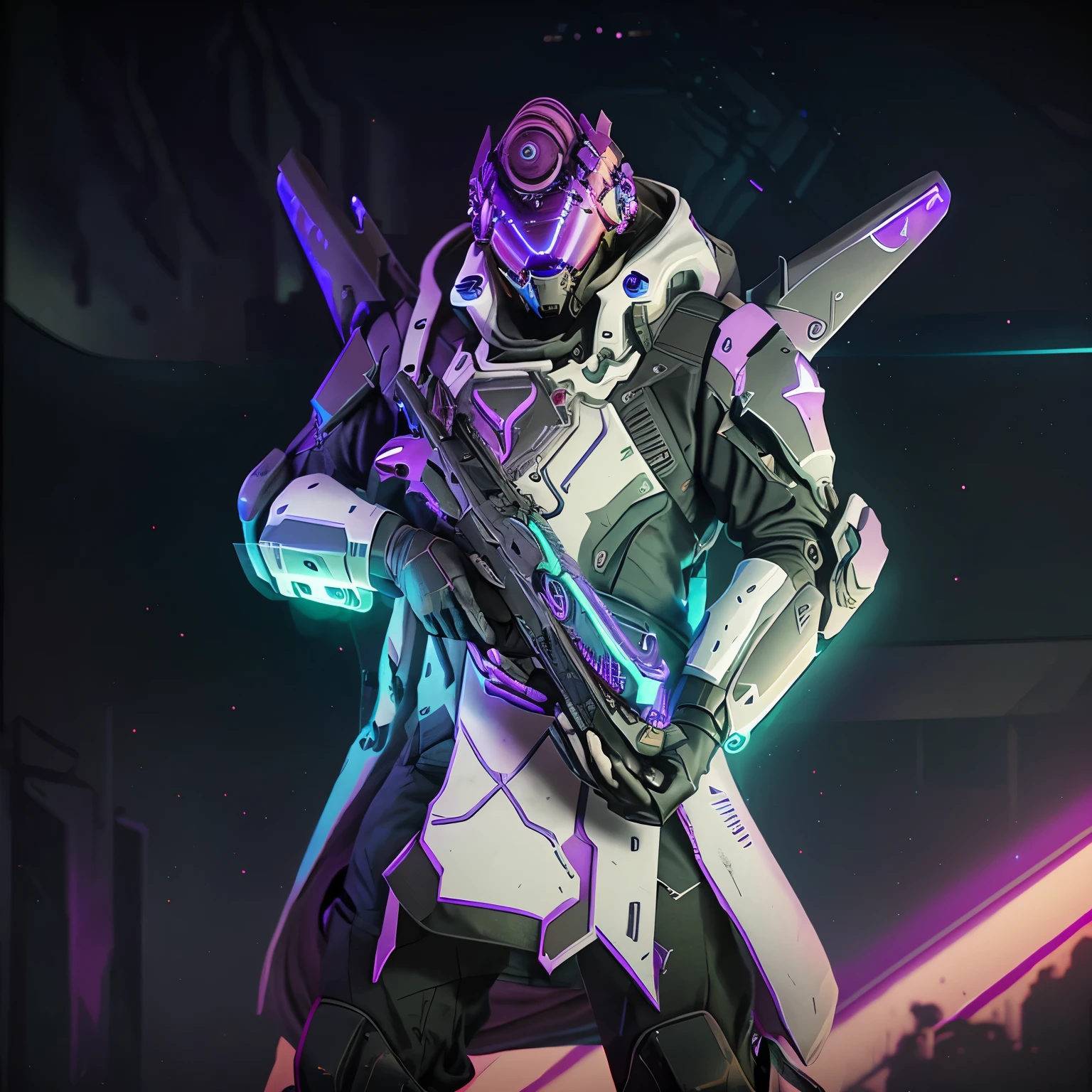 Destiny 2 warlock,synthwave background