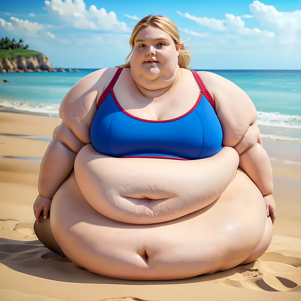 Extremely ultra morbidly obese fat body - Dakota Fanning -Extremely ultra morbidly obese very round fat belly-Extremely ultra morbidly obese fat face-Extremely ultra morbidly obese fat arms-Extremely ultra morbidly obese fat legs-Extremely ultra Morbidly obese fat hands-Extremely ultra morbidly obese Feets-Beach-Gigantic enormous round belly-red Baywatch swimsuit
