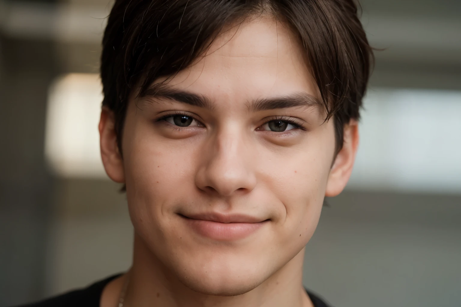 Young man 24 smiles and looks into the camera