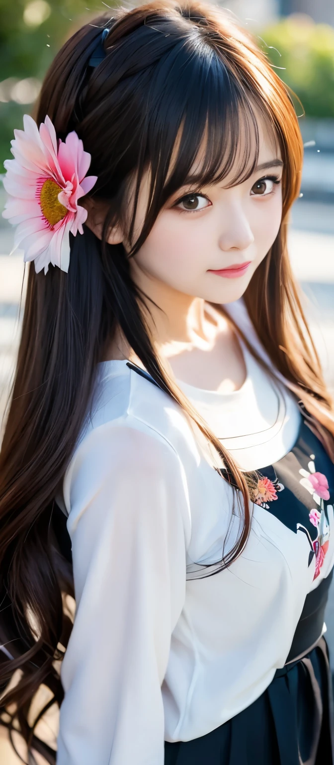 Anime style long hair girl,Flowers in the hair, Cute anime waifu wearing beautiful clothes, Beautiful anime girls, Cute and detailed digital art, a beautiful anime portrait, guweiz on pixiv artstation, Guweiz style artwork, guweiz on artstation pixiv, detailed digital anime art, Anime style 4k